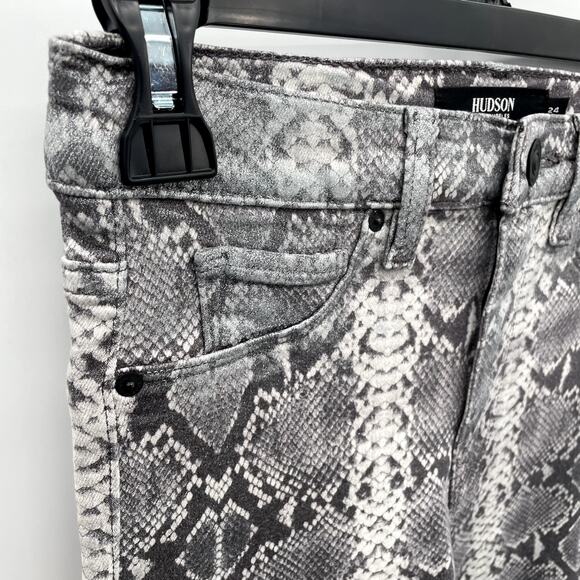 HUDSON Denim NWT Barbara High Waist Super Skinny Jeans in Metallic Python // 00 - Picture 8 of 14